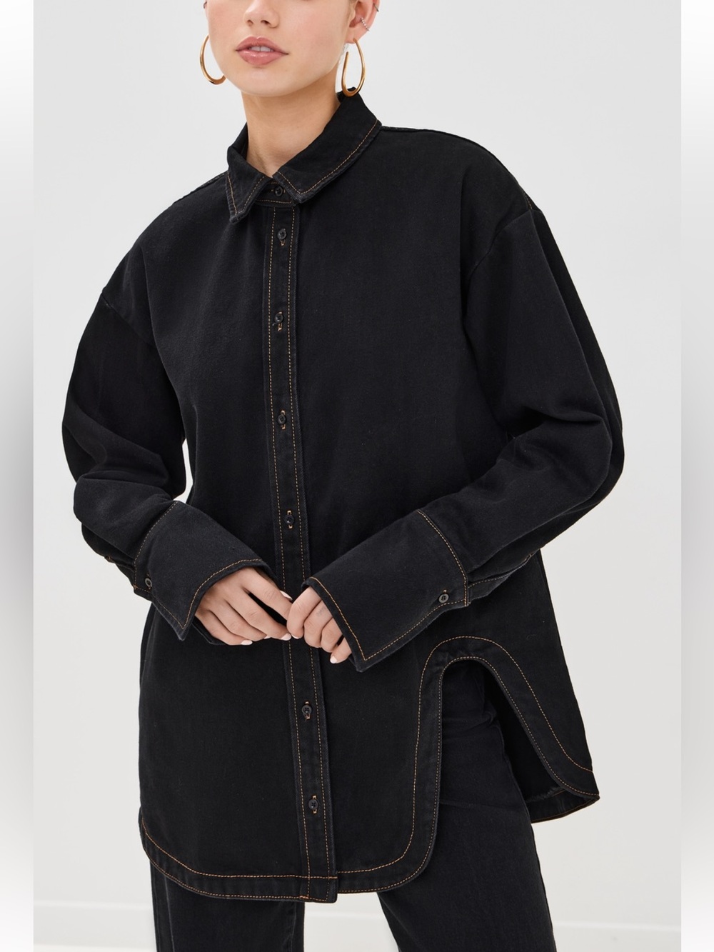 Lioness Black Oversized Denim Button-Up Jacket - Picture 1 of 4